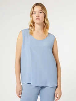 Clearance Marina Rinaldi Acetate and silk top LIGHTBLUE