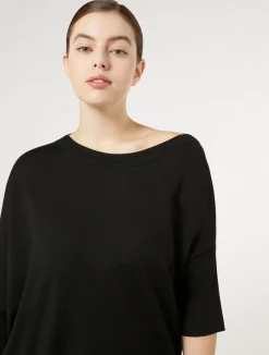 New Marina Rinaldi Asymmetrical wool sweater BLACK