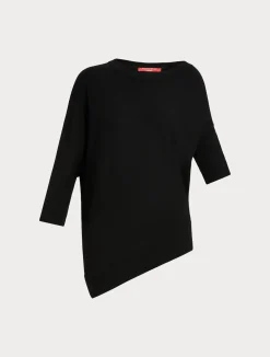 New Marina Rinaldi Asymmetrical wool sweater BLACK