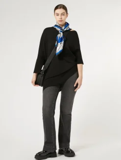 New Marina Rinaldi Asymmetrical wool sweater BLACK