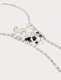 Online Marina Rinaldi Baguette beads and rhinestone-adorned necklace CRYSTAL