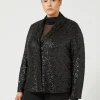 Best Marina Rinaldi Blazer in technical fabric and sequins BLACK