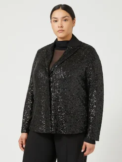 Best Marina Rinaldi Blazer in technical fabric and sequins BLACK