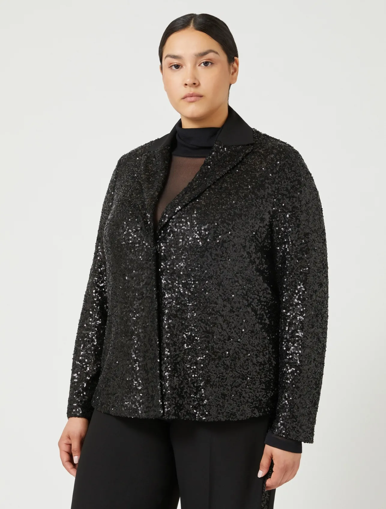 Best Marina Rinaldi Blazer in technical fabric and sequins BLACK