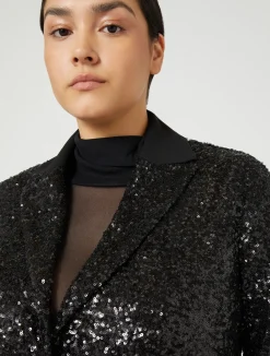 Best Marina Rinaldi Blazer in technical fabric and sequins BLACK