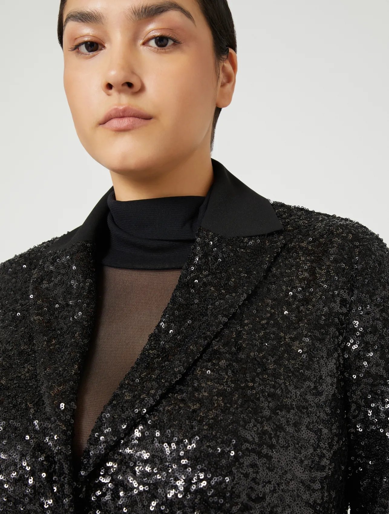 Best Marina Rinaldi Blazer in technical fabric and sequins BLACK
