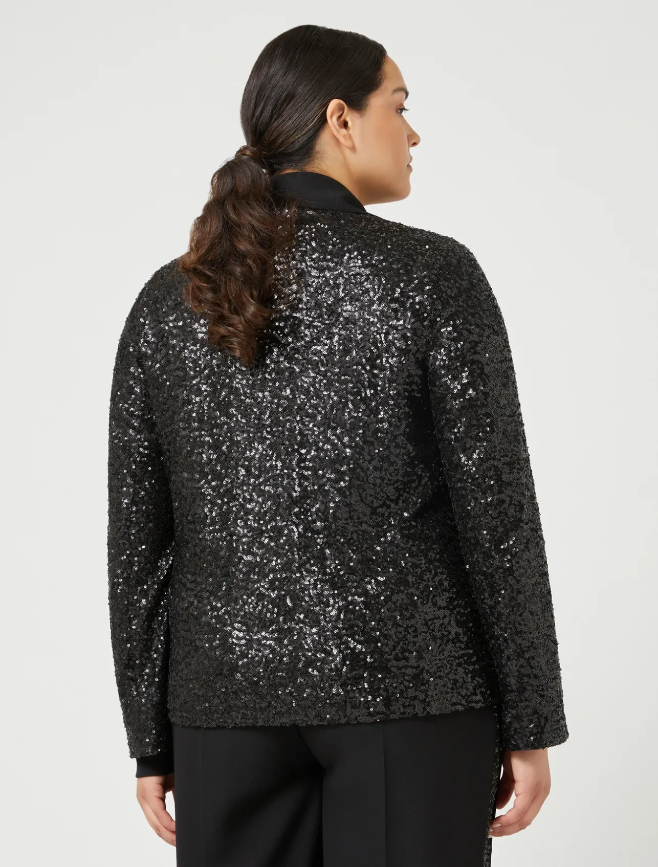 Best Marina Rinaldi Blazer in technical fabric and sequins BLACK
