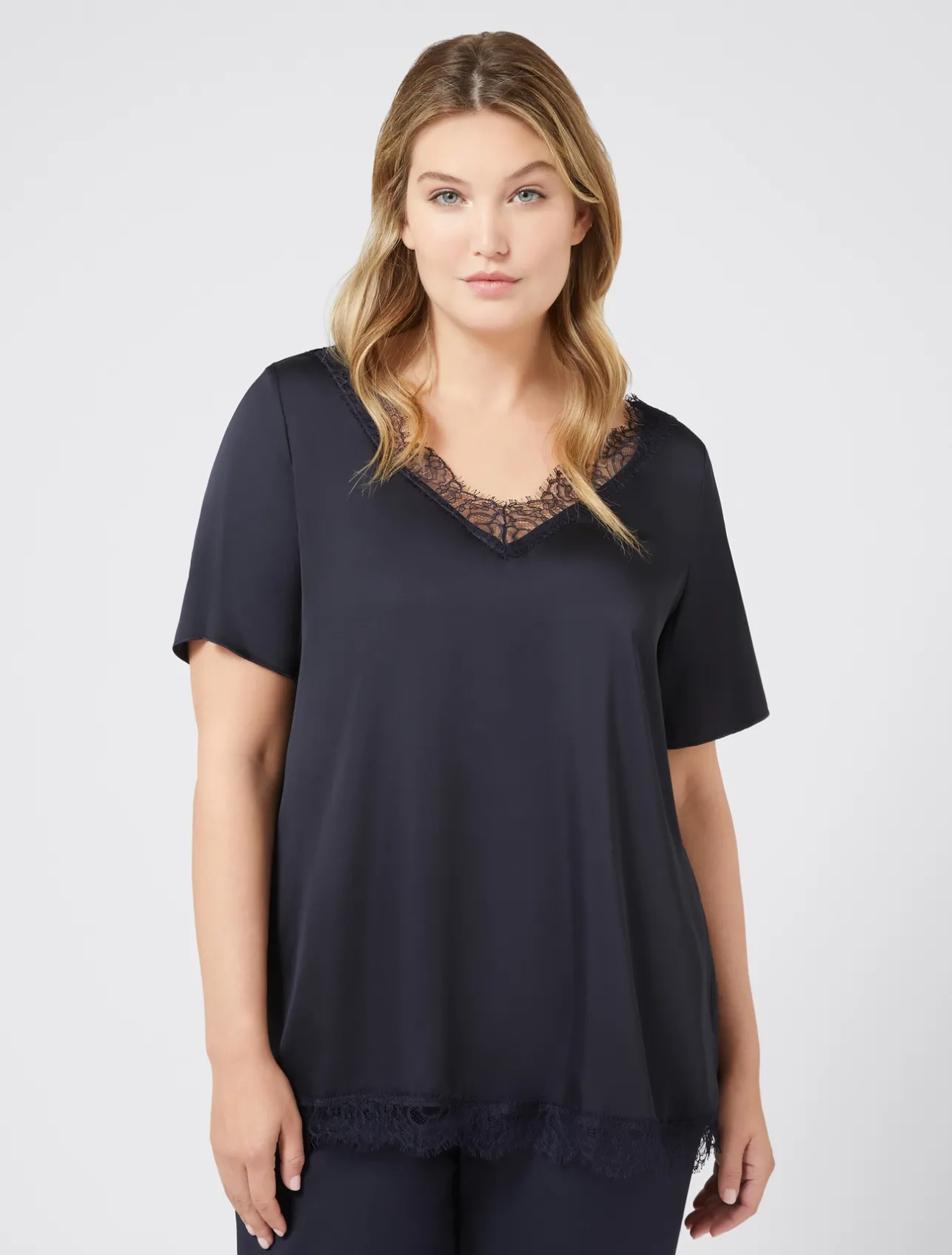 Fashion Marina Rinaldi Blouse with lace details ULTRAMARINE