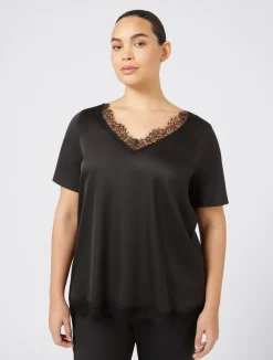 Online Marina Rinaldi Blouse with lace details BLACK