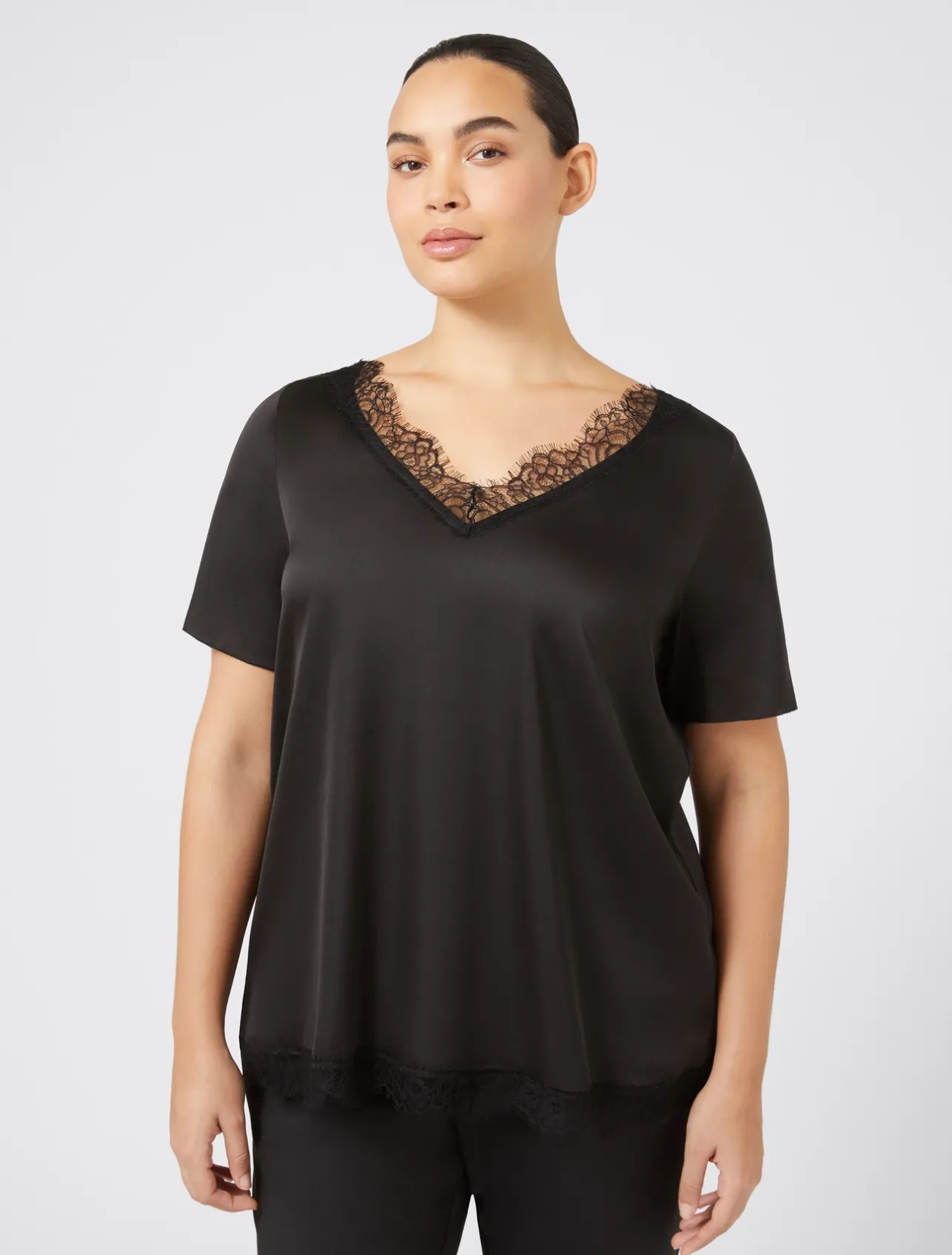 Online Marina Rinaldi Blouse with lace details BLACK