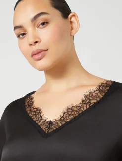 Online Marina Rinaldi Blouse with lace details BLACK