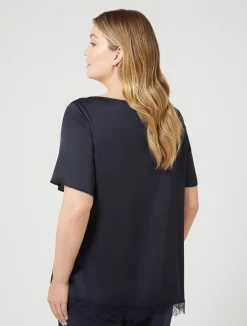 Fashion Marina Rinaldi Blouse with lace details ULTRAMARINE