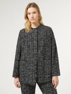 Fashion Marina Rinaldi Bouclé-effect jacket MIDNIGHTBLUE