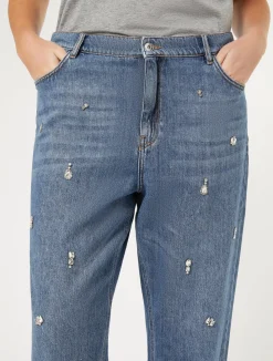 Best Marina Rinaldi Boyfriend jeans in embroidered denim NAVY