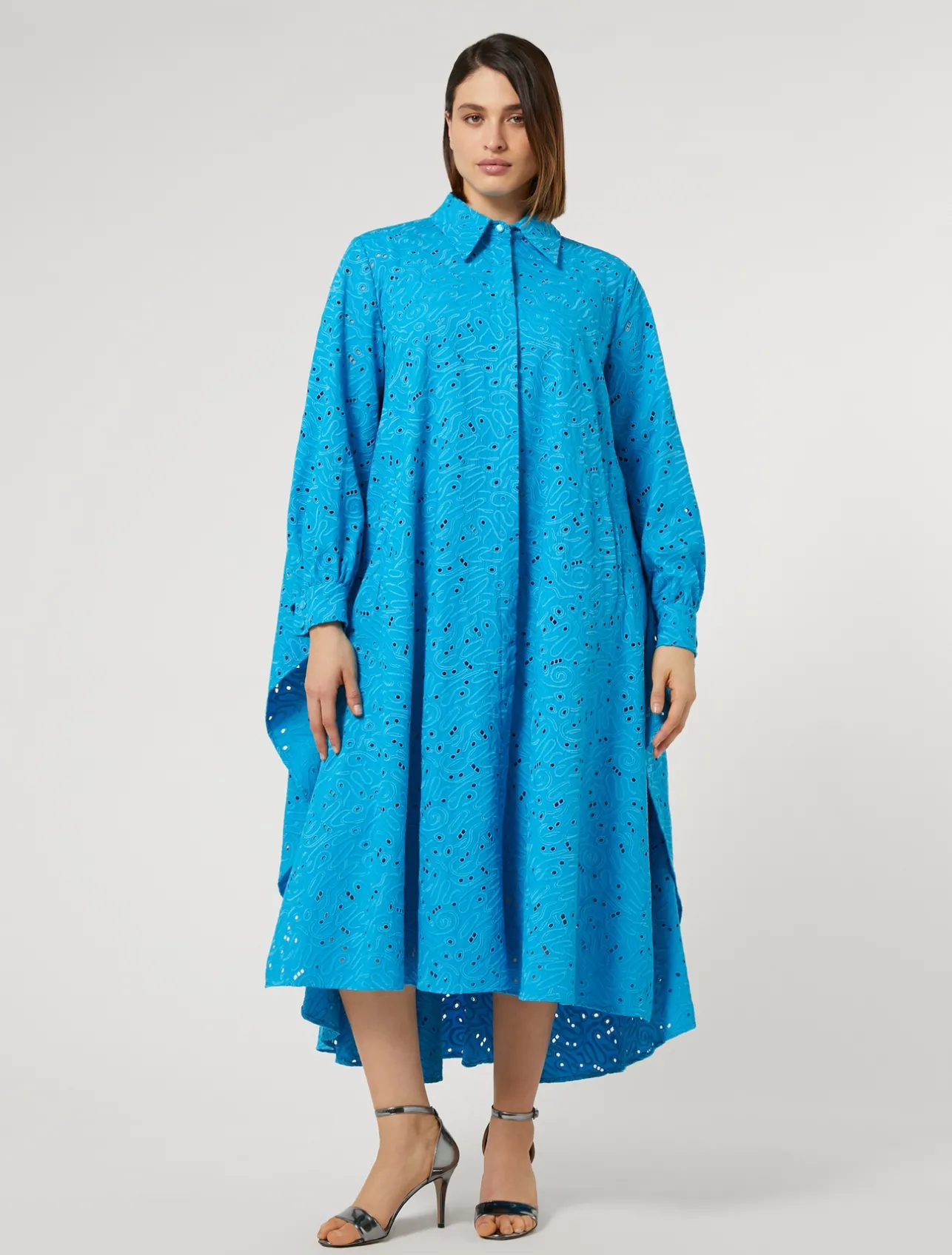 Discount Marina Rinaldi Broderie anglaise poplin dress TURQUOISE
