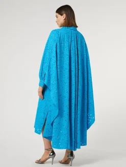 Discount Marina Rinaldi Broderie anglaise poplin dress TURQUOISE