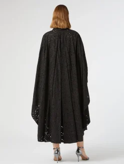 Fashion Marina Rinaldi Broderie anglaise poplin dress BLACK