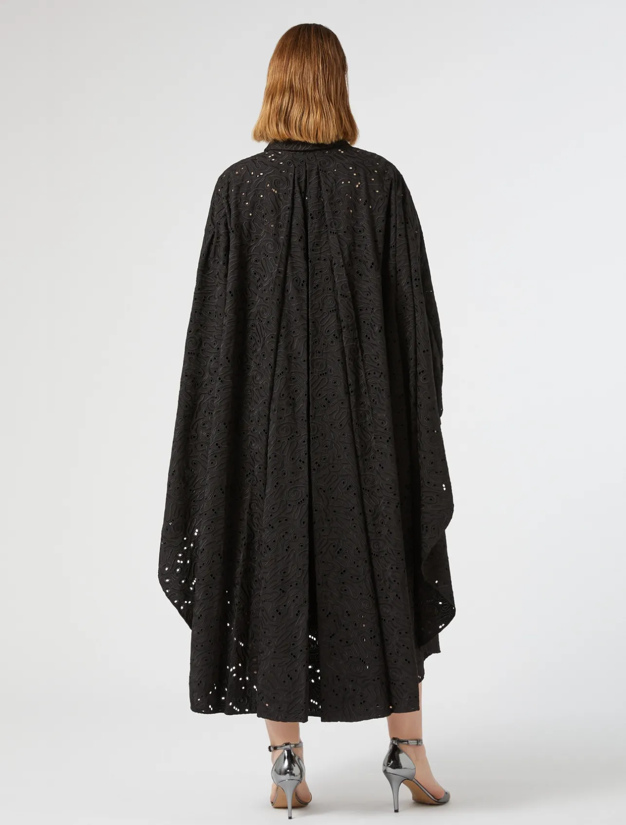 Fashion Marina Rinaldi Broderie anglaise poplin dress BLACK