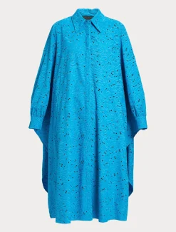 Discount Marina Rinaldi Broderie anglaise poplin dress TURQUOISE