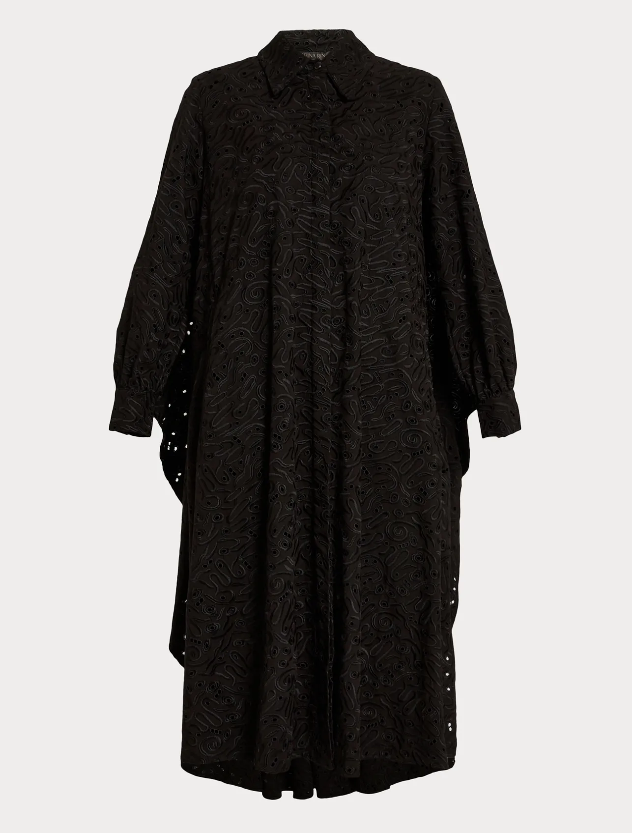 Fashion Marina Rinaldi Broderie anglaise poplin dress BLACK