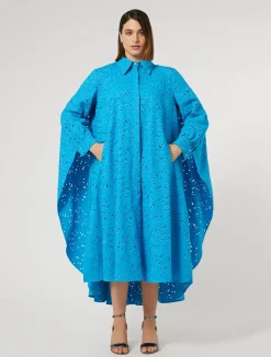 Discount Marina Rinaldi Broderie anglaise poplin dress TURQUOISE