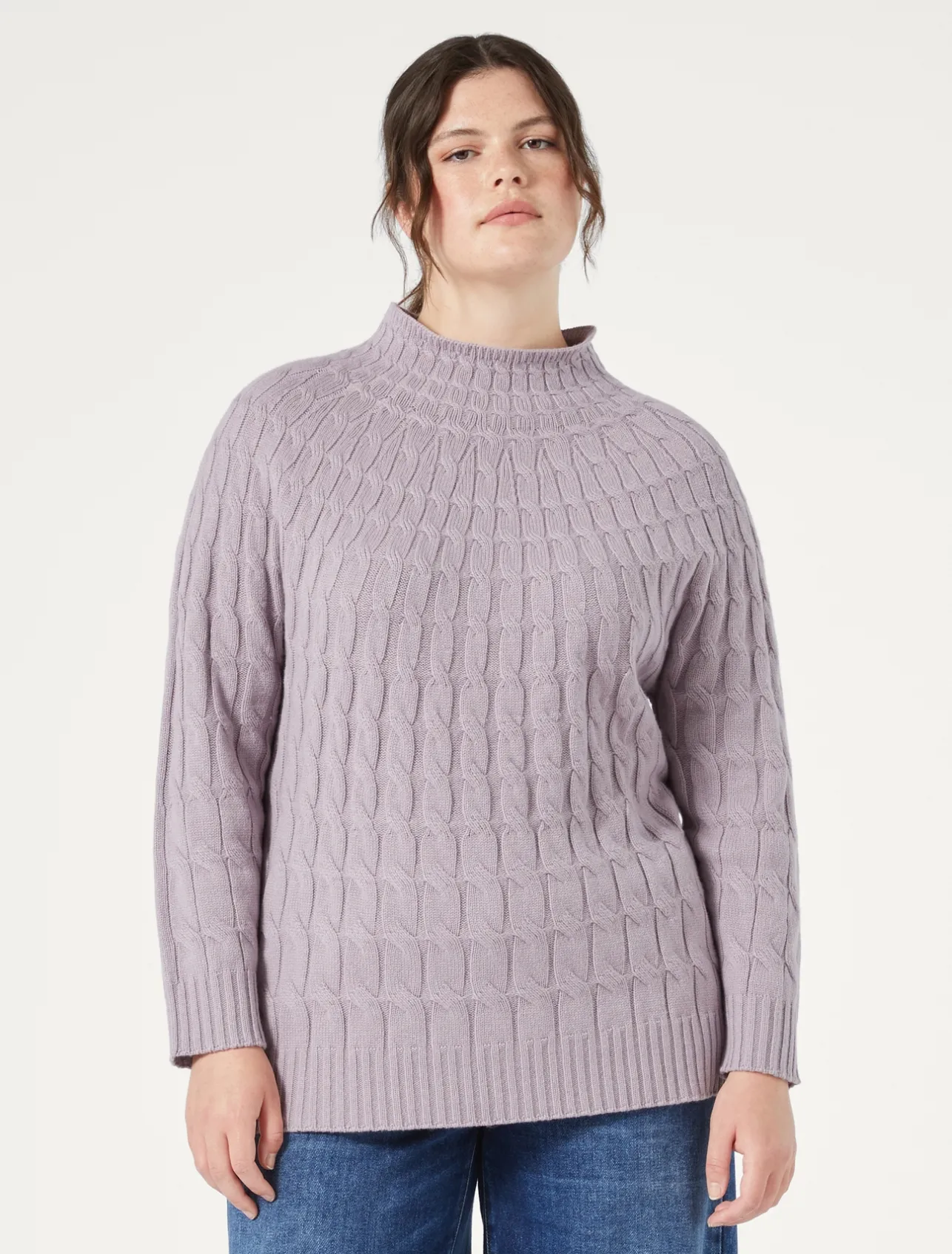 Hot Marina Rinaldi Cable-knit cashmere-blend sweater WISTERIA