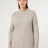 New Marina Rinaldi Cable-knit cashmere-blend sweater TURTLEDOVE