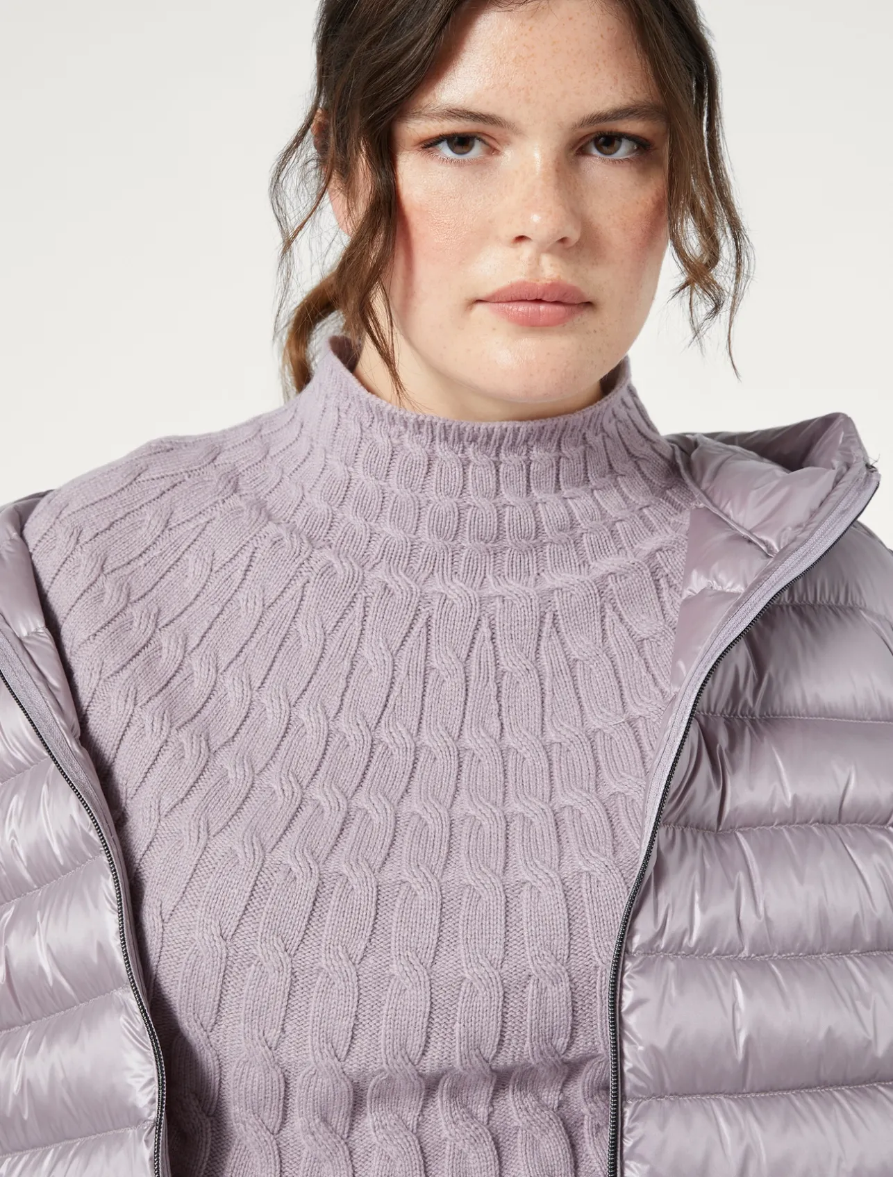 Hot Marina Rinaldi Cable-knit cashmere-blend sweater WISTERIA