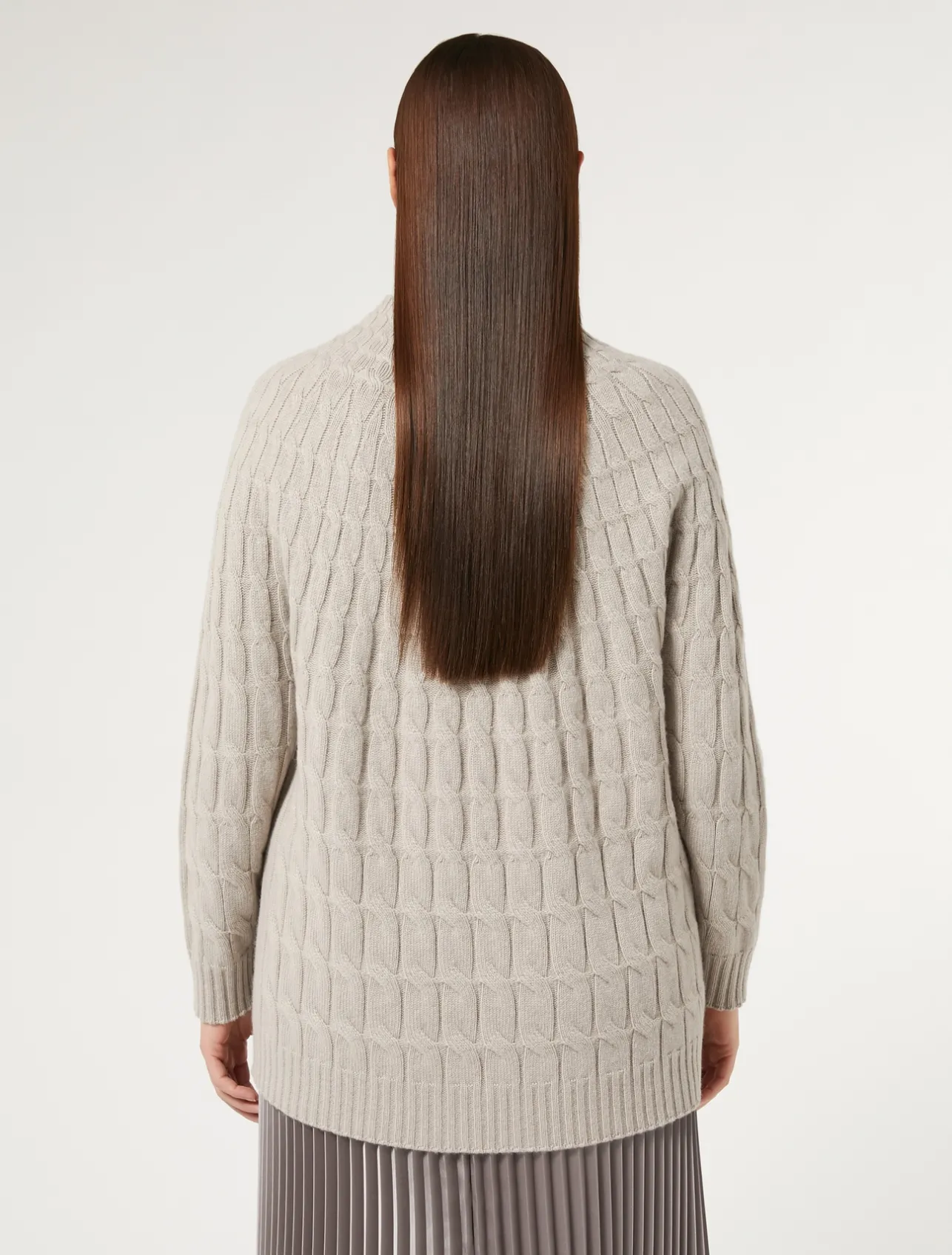 New Marina Rinaldi Cable-knit cashmere-blend sweater TURTLEDOVE