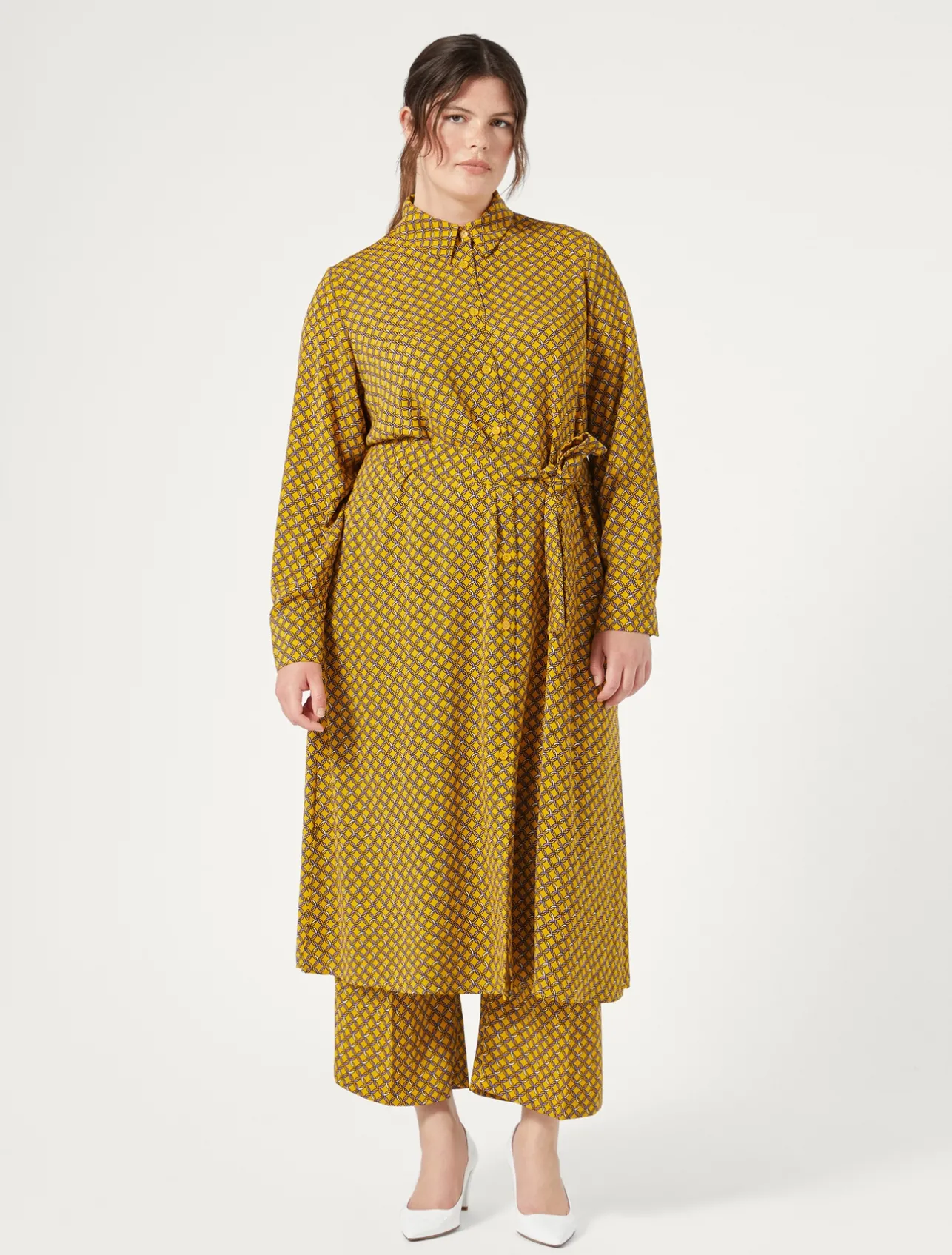 New Marina Rinaldi Cady shirt dress YELLOW