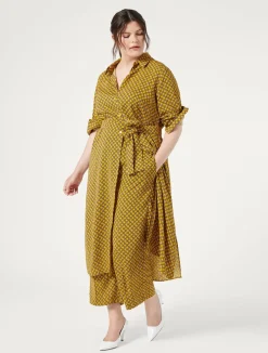 New Marina Rinaldi Cady shirt dress YELLOW