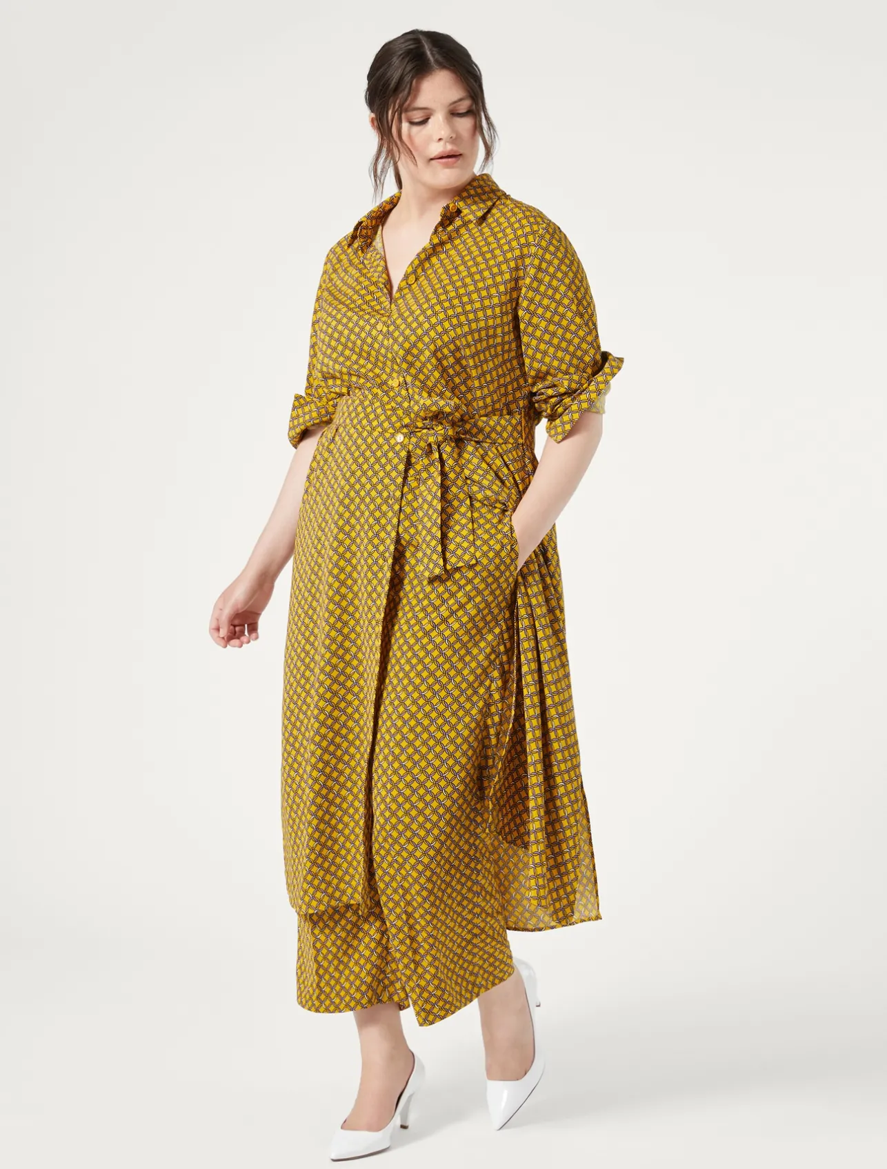 New Marina Rinaldi Cady shirt dress YELLOW