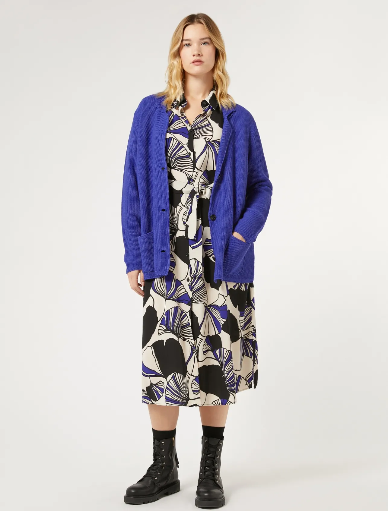 Fashion Marina Rinaldi Cady shirt dress ULTRAMARINE