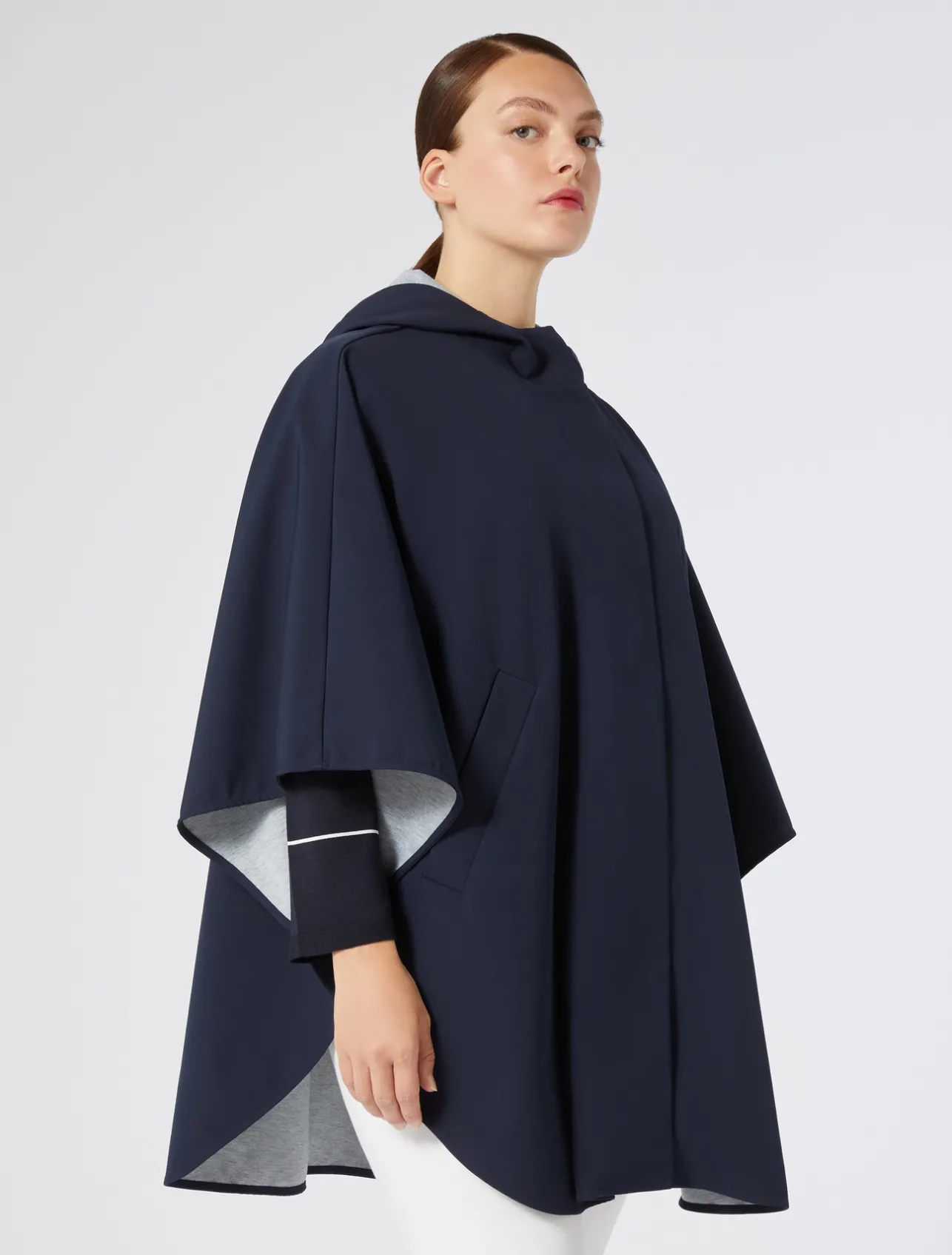 Online Marina Rinaldi Canvas and jersey mélange cape MIDNIGHTBLUE