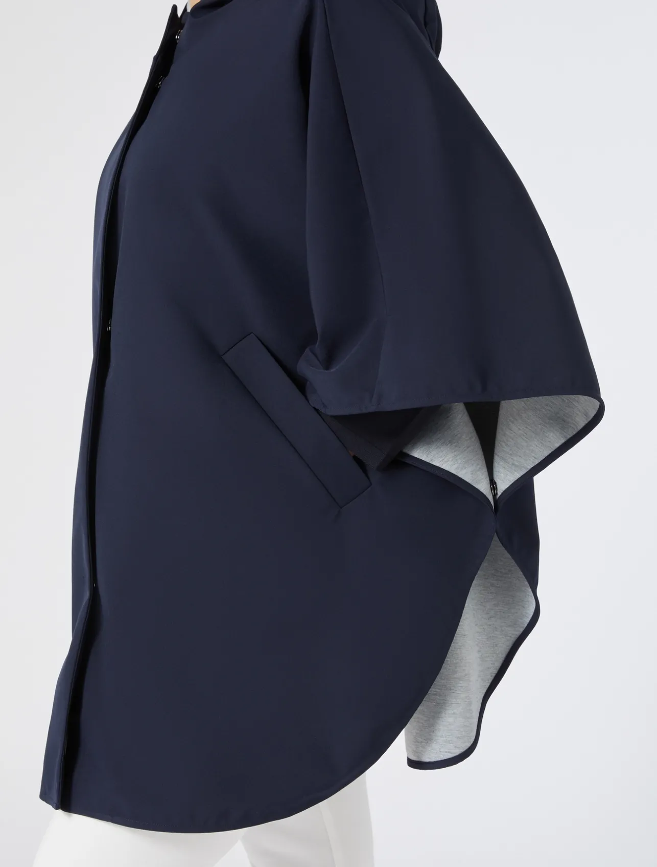 Online Marina Rinaldi Canvas and jersey mélange cape MIDNIGHTBLUE