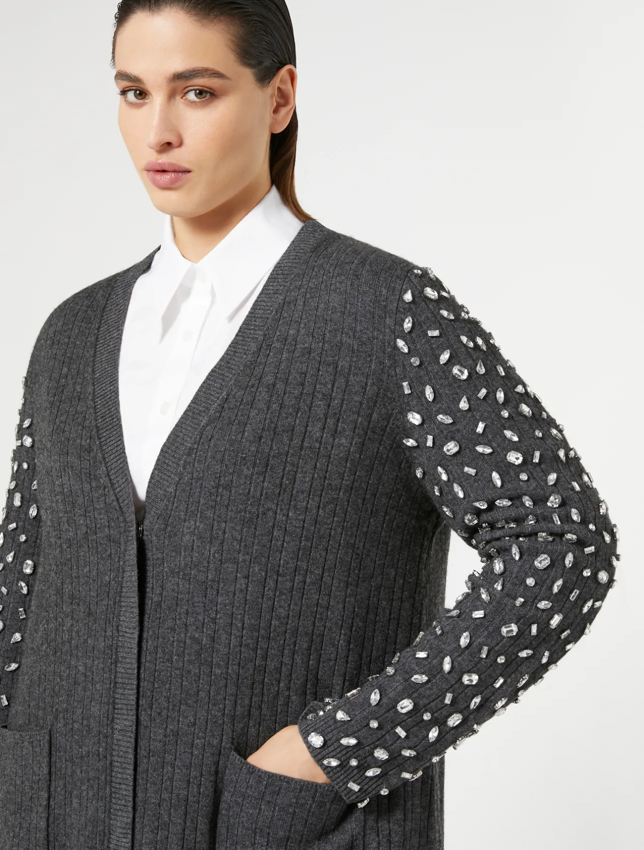 Fashion Marina Rinaldi Cashmere blend cardigan DARKGREY