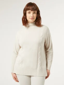 Outlet Marina Rinaldi Cashmere blend turtleneck jumper BEIGE