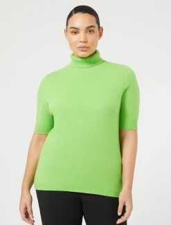 Discount Marina Rinaldi Cashmere polo neck jumper LIME