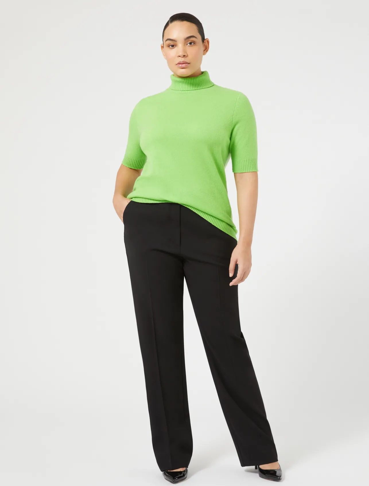 Discount Marina Rinaldi Cashmere polo neck jumper LIME