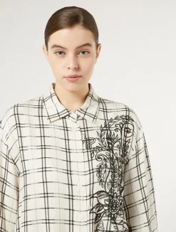 Clearance Marina Rinaldi Checked shirt with embroidery IVORY