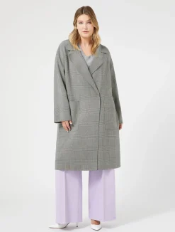 Sale Marina Rinaldi Chequered double-faced wool coat BLACKWHITE