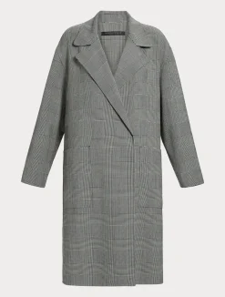 Sale Marina Rinaldi Chequered double-faced wool coat BLACKWHITE