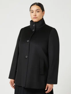 Outlet Marina Rinaldi Coat in wool drap BLACK