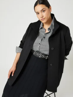 Outlet Marina Rinaldi Coat in wool drap BLACK