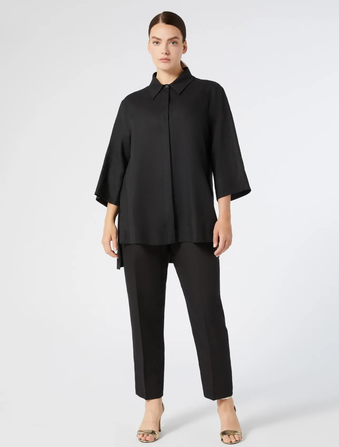 Online Marina Rinaldi Coated fabric trousers BLACK