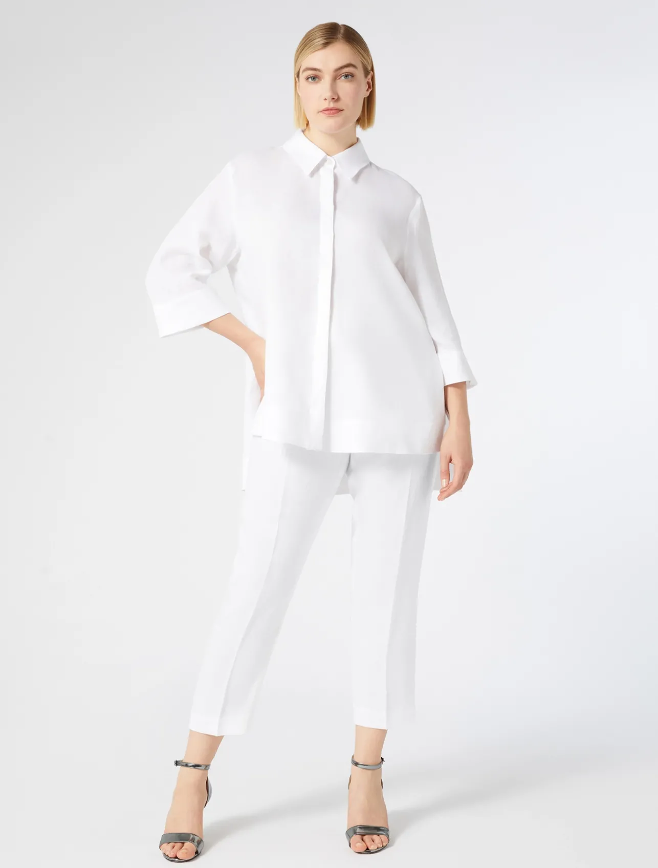 New Marina Rinaldi Coated fabric trousers WHITE
