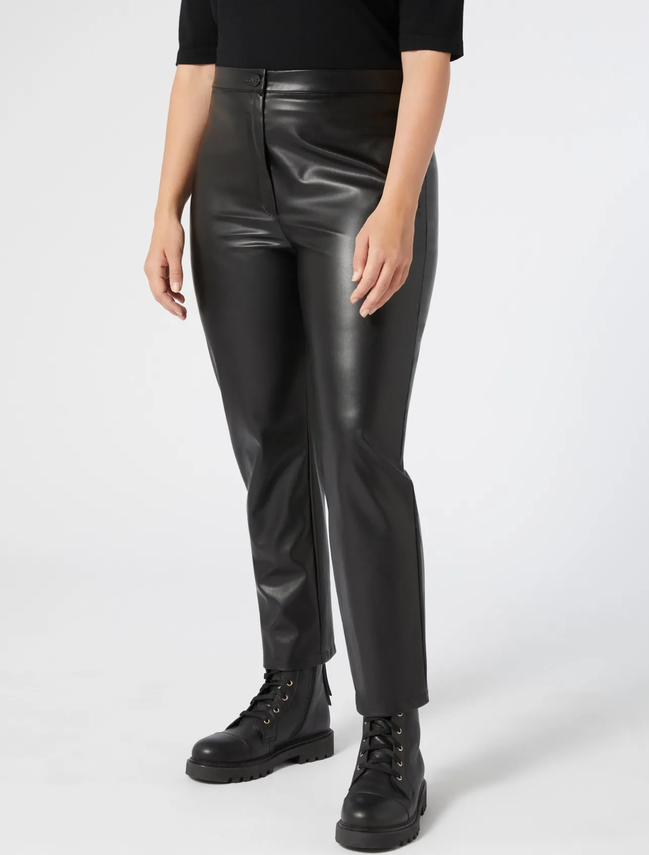 Discount Marina Rinaldi Coated fabric trousers BLACK