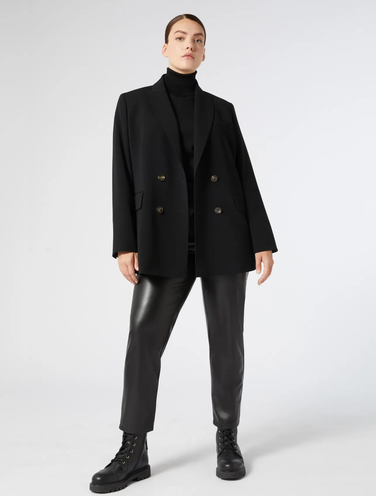 Discount Marina Rinaldi Coated fabric trousers BLACK