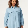 Outlet Marina Rinaldi Corduroy shirt LIGHTBLUE