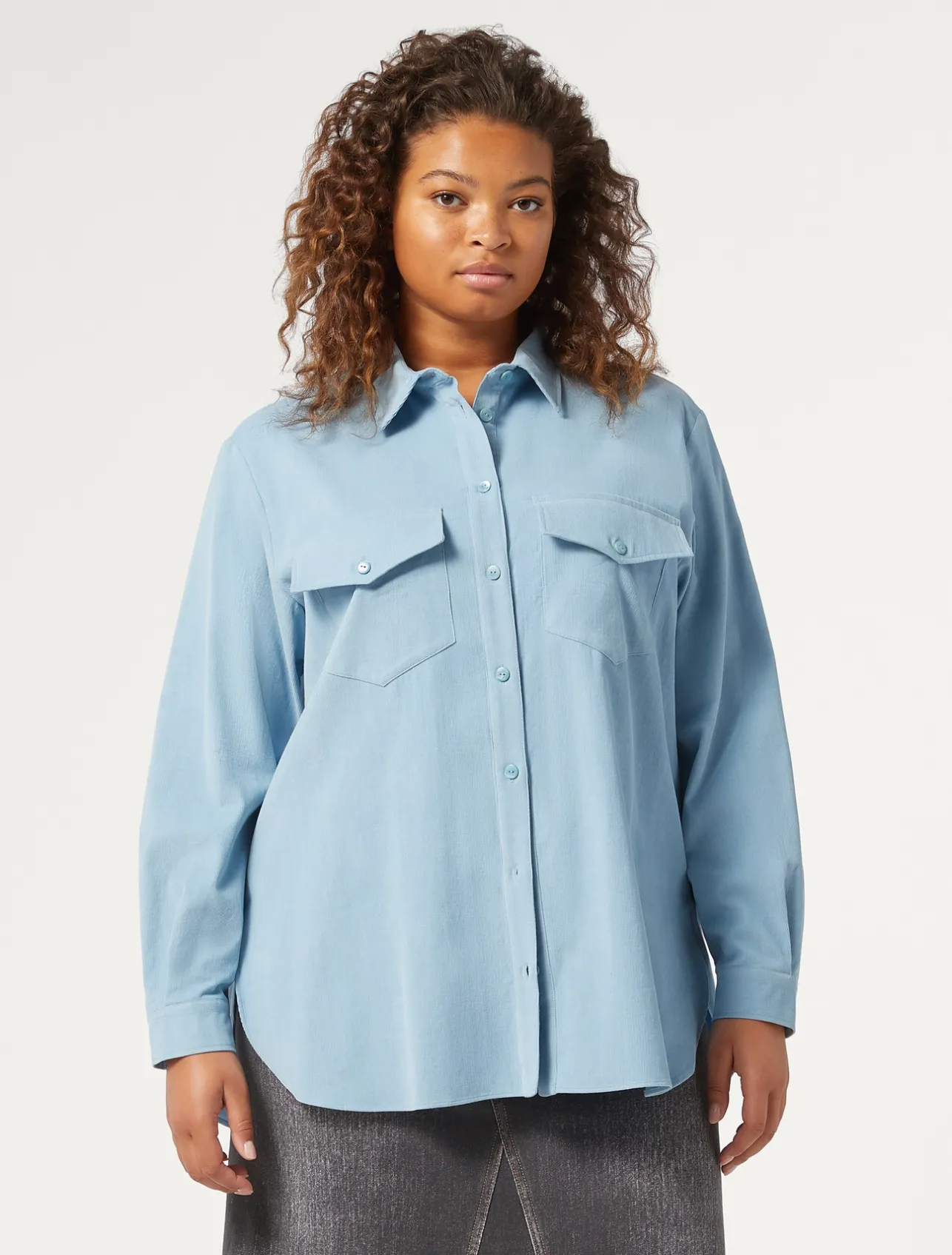 Outlet Marina Rinaldi Corduroy shirt LIGHTBLUE